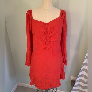 A New Day tangerine mini dress with sleeves. Size large. NWT